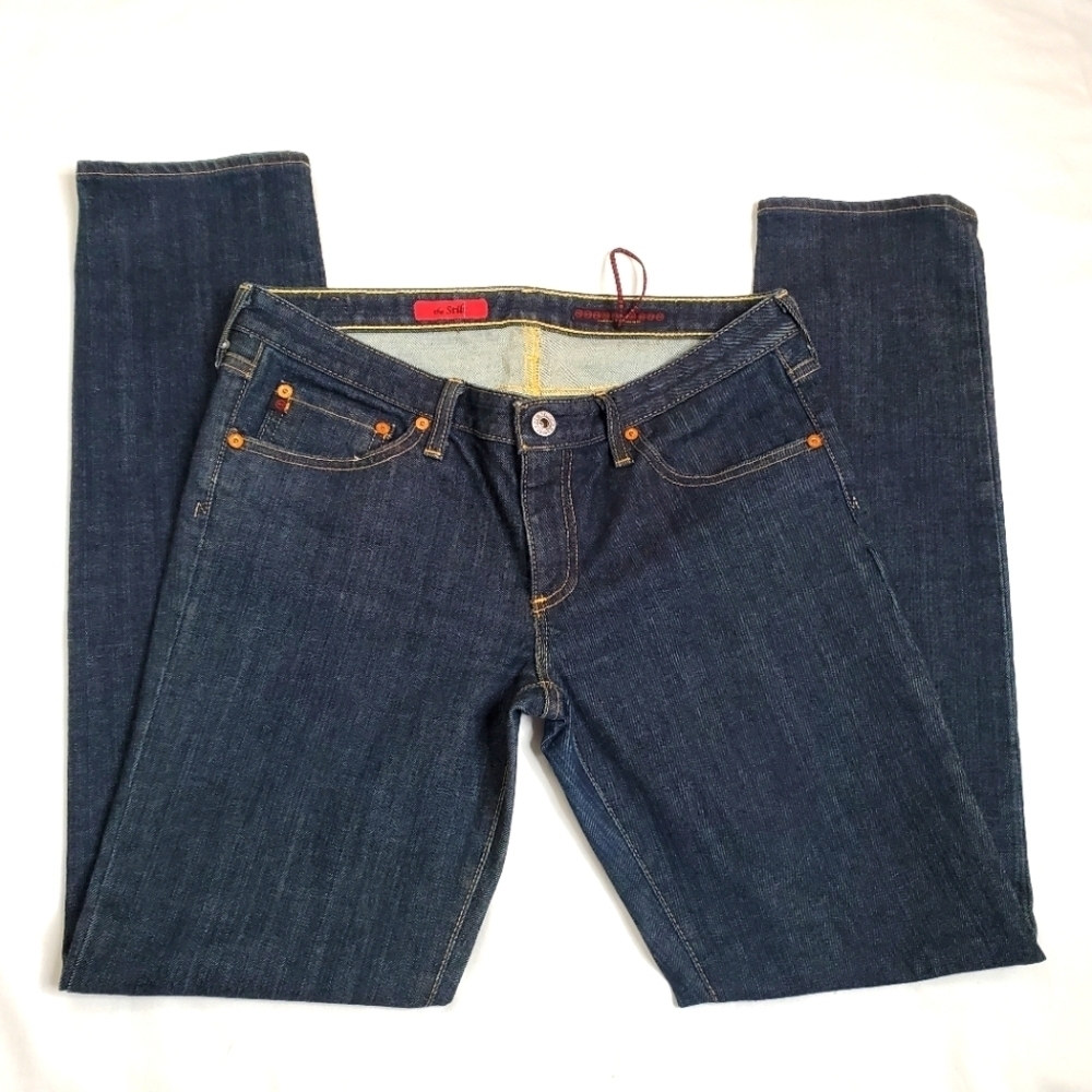 AG Adriano Goldschmied The Stilt Cigarette Jeans Dark Wash 30R Low Rise USA